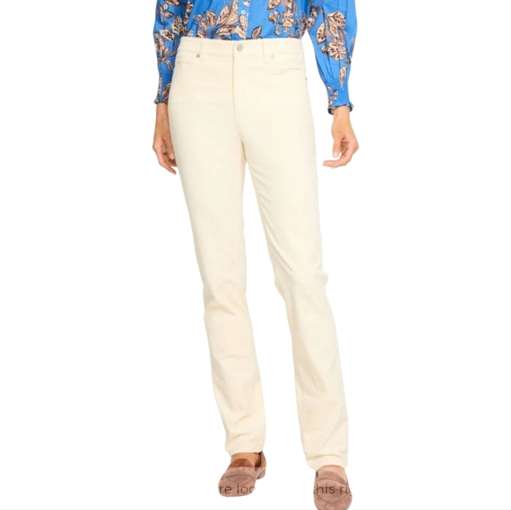 Talbots Corduroy Cream HIgh Rise Straight-Leg Stretch Comfy Pants Size 14 New